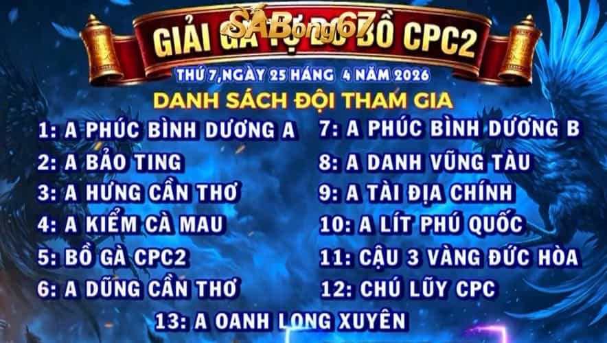 Danh sách đội tham gia giải CPC2 ngày 25/4/2026